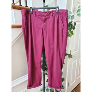 St Johns Bay Womens Red Slash Mid Rise Flat Front Girlfriend Chino Pants Size 18